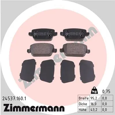 Diskinių stabdžių trinkelių rinkinys ZIMMERMANN 24537.160.1