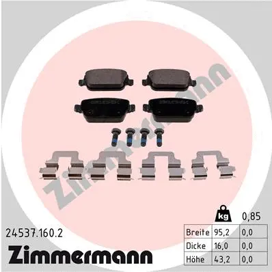 Diskinių stabdžių trinkelių rinkinys ZIMMERMANN 24537.160.2