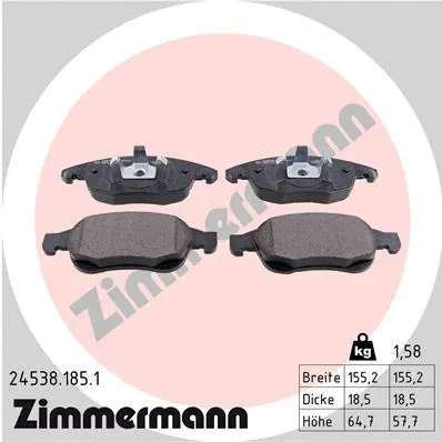 Diskinių stabdžių trinkelių rinkinys ZIMMERMANN 24538.185.1