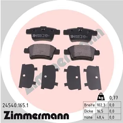 Diskinių stabdžių trinkelių rinkinys ZIMMERMANN 24540.165.1
