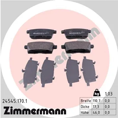 Diskinių stabdžių trinkelių rinkinys ZIMMERMANN 24545.170.1