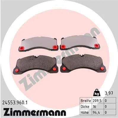 Diskinių stabdžių trinkelių rinkinys ZIMMERMANN 24553.960.1