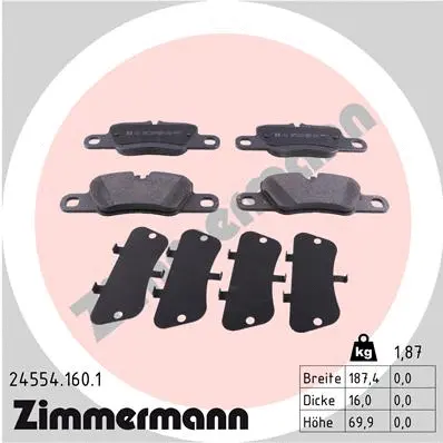 Diskinių stabdžių trinkelių rinkinys ZIMMERMANN 24554.160.1