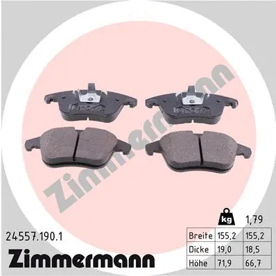Diskinių stabdžių trinkelių rinkinys ZIMMERMANN 24557.190.1