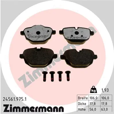 Diskinių stabdžių trinkelių rinkinys ZIMMERMANN 24561.975.1