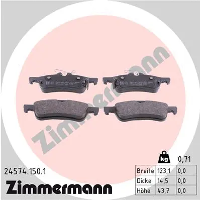 Diskinių stabdžių trinkelių rinkinys ZIMMERMANN 24574.150.1