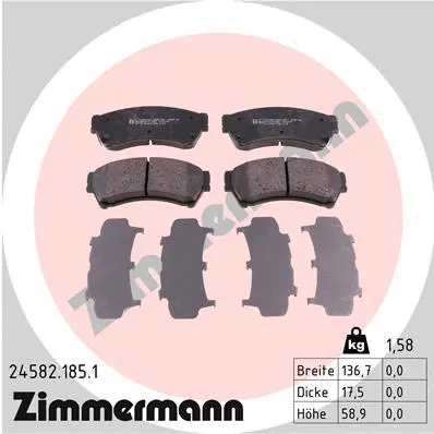 Diskinių stabdžių trinkelių rinkinys ZIMMERMANN 24582.185.1