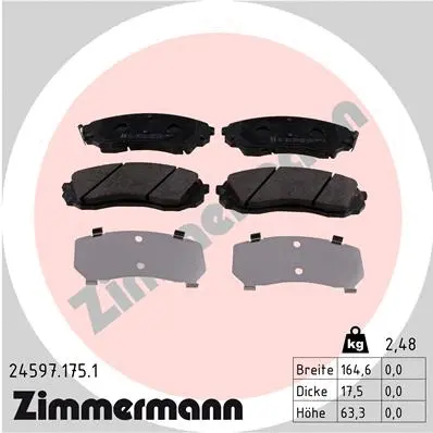 Diskinių stabdžių trinkelių rinkinys ZIMMERMANN 24597.175.1