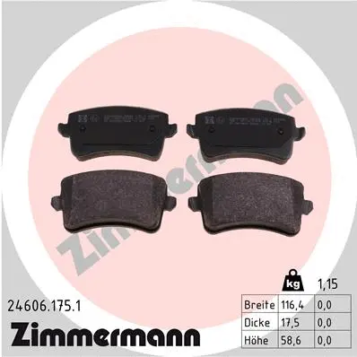 Diskinių stabdžių trinkelių rinkinys ZIMMERMANN 24606.175.1