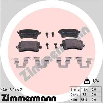 Diskinių stabdžių trinkelių rinkinys ZIMMERMANN 24606.175.2