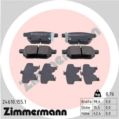 Diskinių stabdžių trinkelių rinkinys ZIMMERMANN 24610.155.1