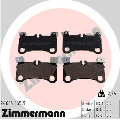 Diskinių stabdžių trinkelių rinkinys ZIMMERMANN 24614.165.9