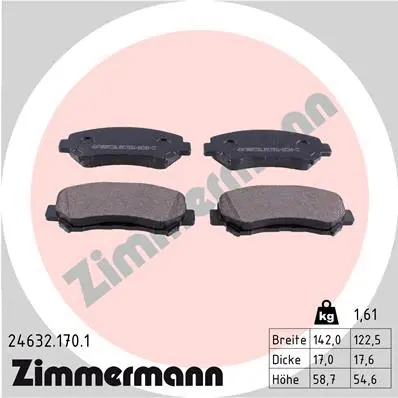 Diskinių stabdžių trinkelių rinkinys ZIMMERMANN 24632.170.1