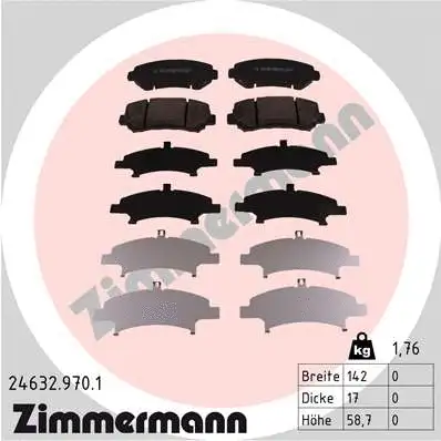 Diskinių stabdžių trinkelių rinkinys ZIMMERMANN 24632.970.1