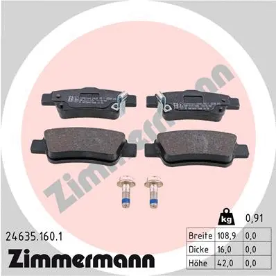 Diskinių stabdžių trinkelių rinkinys ZIMMERMANN 24635.160.1