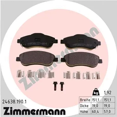 Diskinių stabdžių trinkelių rinkinys ZIMMERMANN 24638.190.1