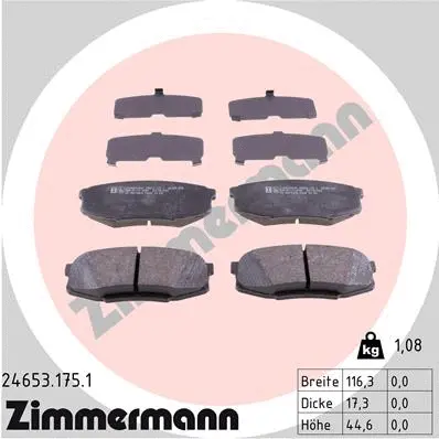 Diskinių stabdžių trinkelių rinkinys ZIMMERMANN 24653.175.1