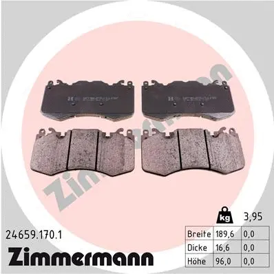 Diskinių stabdžių trinkelių rinkinys ZIMMERMANN 24659.170.1