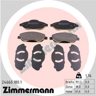 Diskinių stabdžių trinkelių rinkinys ZIMMERMANN 24660.180.1