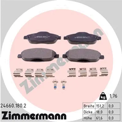 Diskinių stabdžių trinkelių rinkinys ZIMMERMANN 24660.180.2