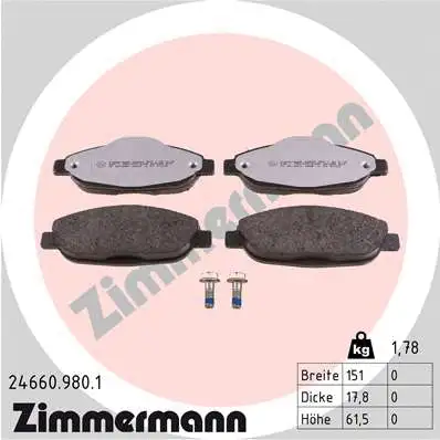 Diskinių stabdžių trinkelių rinkinys ZIMMERMANN 24660.980.1