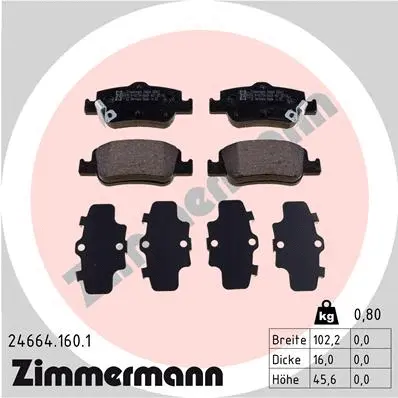 Diskinių stabdžių trinkelių rinkinys ZIMMERMANN 24664.160.1