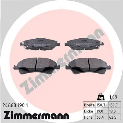 Diskinių stabdžių trinkelių rinkinys ZIMMERMANN 24668.190.1