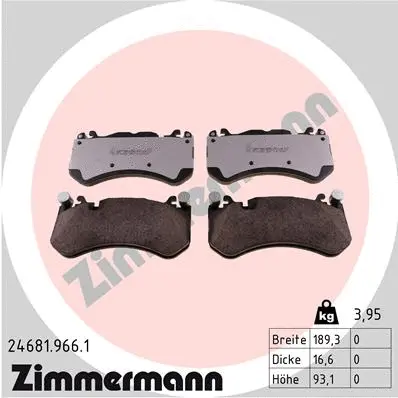 Diskinių stabdžių trinkelių rinkinys ZIMMERMANN 24681.966.1