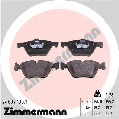 Diskinių stabdžių trinkelių rinkinys ZIMMERMANN 24697.190.1