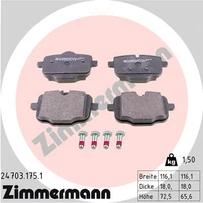 Diskinių stabdžių trinkelių rinkinys ZIMMERMANN 24703.175.1