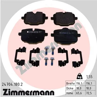 Diskinių stabdžių trinkelių rinkinys ZIMMERMANN 24704.180.2