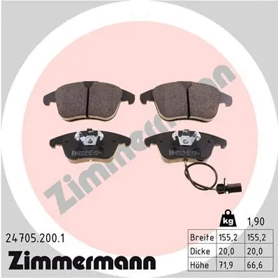 Diskinių stabdžių trinkelių rinkinys ZIMMERMANN 24705.200.1