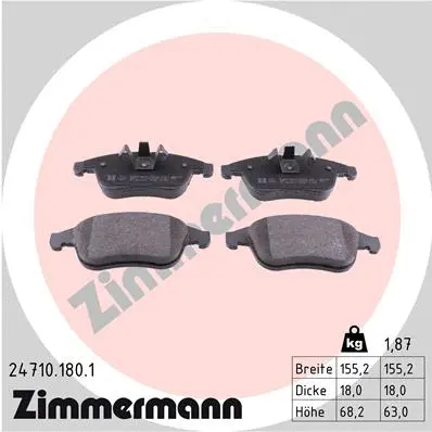 Diskinių stabdžių trinkelių rinkinys ZIMMERMANN 24710.180.1