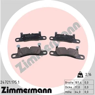 Diskinių stabdžių trinkelių rinkinys ZIMMERMANN 24721.175.1