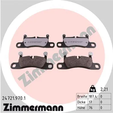 Diskinių stabdžių trinkelių rinkinys ZIMMERMANN 24721.970.1