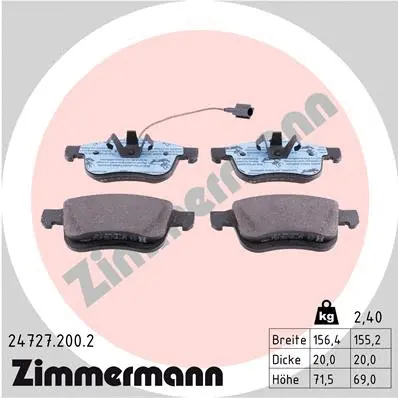 Diskinių stabdžių trinkelių rinkinys ZIMMERMANN 24727.200.2