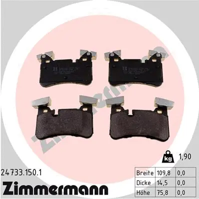 Diskinių stabdžių trinkelių rinkinys ZIMMERMANN 24733.150.1