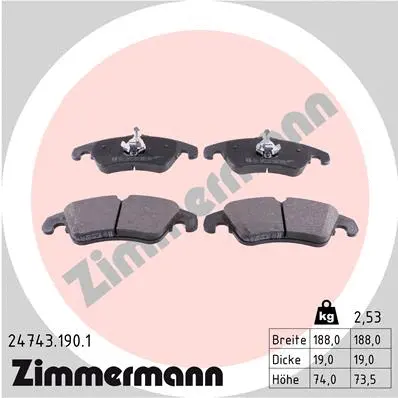 Diskinių stabdžių trinkelių rinkinys ZIMMERMANN 24743.190.1