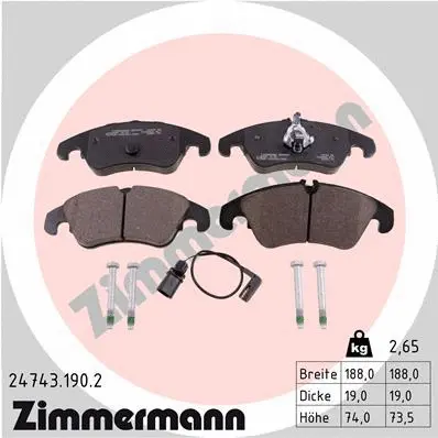 Diskinių stabdžių trinkelių rinkinys ZIMMERMANN 24743.190.2
