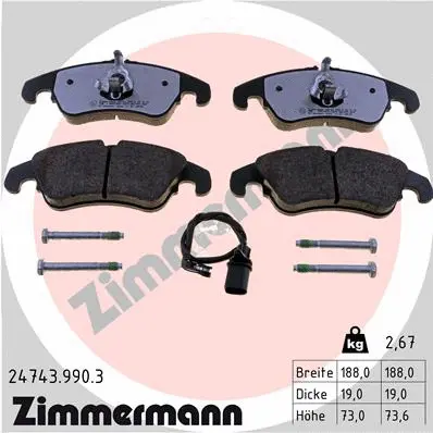 Diskinių stabdžių trinkelių rinkinys ZIMMERMANN 24743.990.3