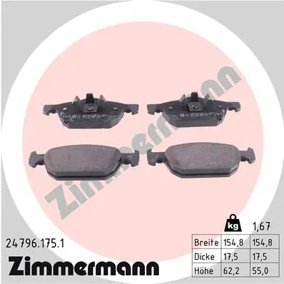 Diskinių stabdžių trinkelių rinkinys ZIMMERMANN 24796.175.1