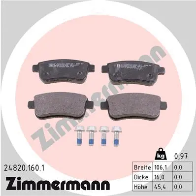 Diskinių stabdžių trinkelių rinkinys ZIMMERMANN 24820.160.1