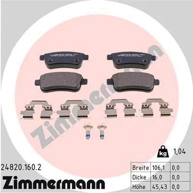 Diskinių stabdžių trinkelių rinkinys ZIMMERMANN 24820.160.2