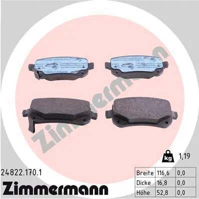 Diskinių stabdžių trinkelių rinkinys ZIMMERMANN 24822.170.1