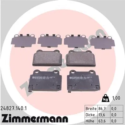 Diskinių stabdžių trinkelių rinkinys ZIMMERMANN 24827.140.1