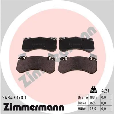 Diskinių stabdžių trinkelių rinkinys ZIMMERMANN 24847.170.1