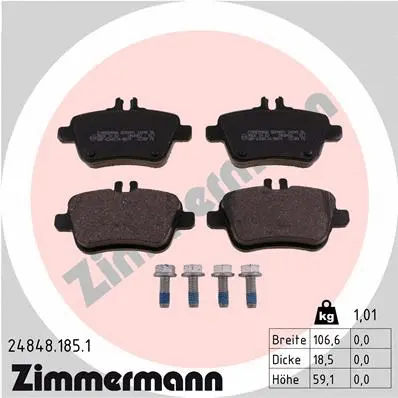 Diskinių stabdžių trinkelių rinkinys ZIMMERMANN 24848.185.1
