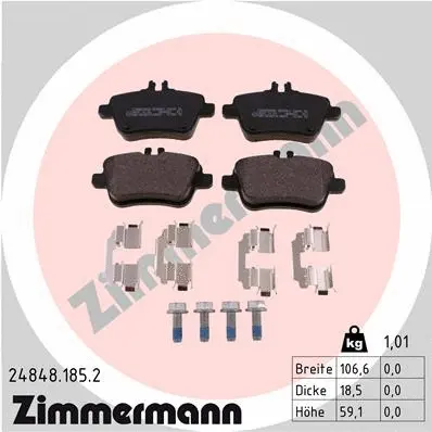 Diskinių stabdžių trinkelių rinkinys ZIMMERMANN 24848.185.2