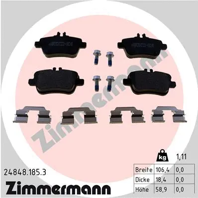Diskinių stabdžių trinkelių rinkinys ZIMMERMANN 24848.185.3