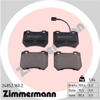 Diskinių stabdžių trinkelių rinkinys ZIMMERMANN 24852.160.2